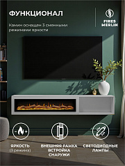 Камин электрический декоративный настенный Люкс Лофт, электроочаг Рио, имитация звука потрескивания дров, дистанционное управление