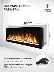 Камин электрический напольный LINDOS, с очагом PREMIER 50 дюймов, треск дров и эффект живого пламени, с обогревом (Тумба для телевизора)