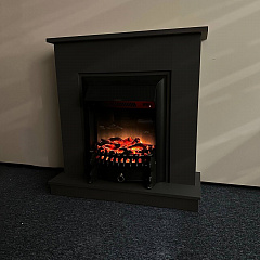 Камин электрический Fires Merlin Флора серый с очагом Fobos, напольный камин с обогревом, без пульта ДУ